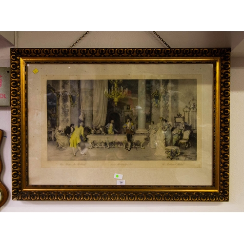 39 - GILT FRAME BILLARD GAME PICTURE