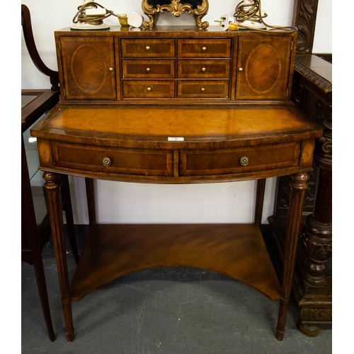 5 - NEAT INLAID LADIES DESK WITH DRAWER BACK. 78 W X 55 D X 100CM HIGH