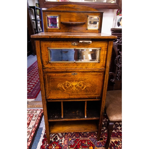 70 - EDWARDIAN ROSEWOOD MUSIC CABINET 56 X 36 X 130H CM