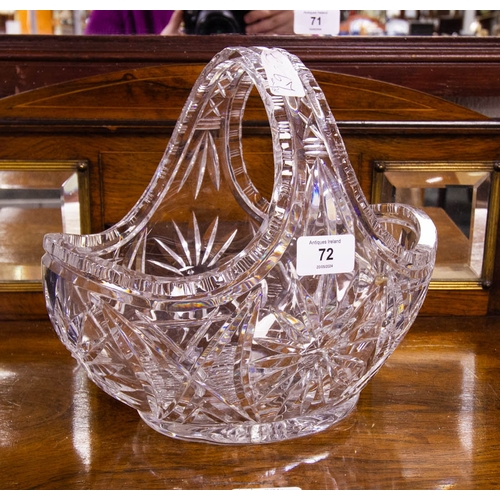 72 - CUT GLASS BASKET. 25CM HIGH