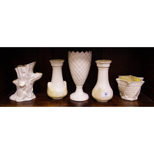 83 - 4 BELLEEK VASES + BOWL