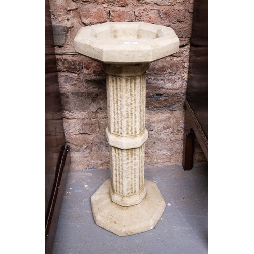 96 - OCTAGONAL TOP STONE WARE BIRDBATH 35W X 80H CM