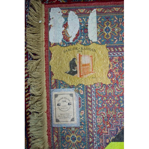 277 - PAIR OF RED GROUND KASHAN HANDMADE SILK RUGS