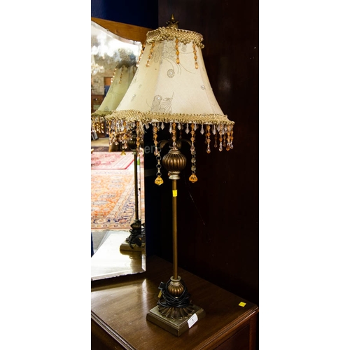 1 - PAIR OF TALL TABLE LAMPS + SHADES. 85CM HIGH