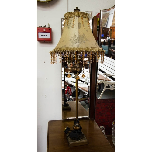 1 - PAIR OF TALL TABLE LAMPS + SHADES. 85CM HIGH