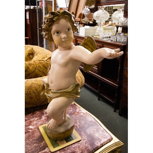 119 - PAIR OF CHERUB STATUES . 74CM H