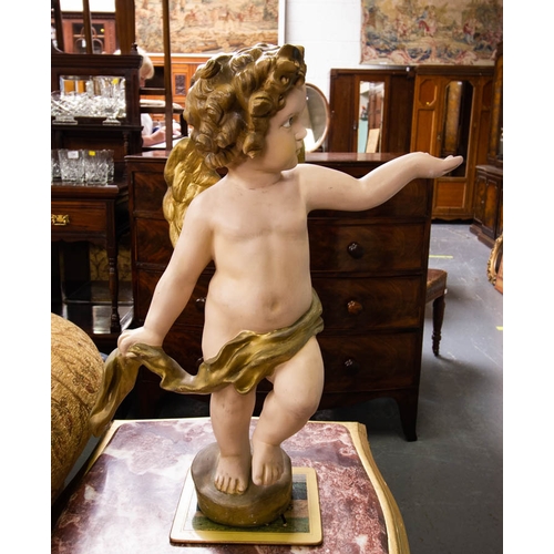 119 - PAIR OF CHERUB STATUES . 74CM H