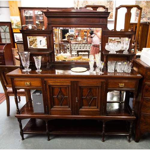 127 - ANTIQUE ROSEWOOD MIRROR BACK SIDEBOARD 154 X 46 X 170H CM