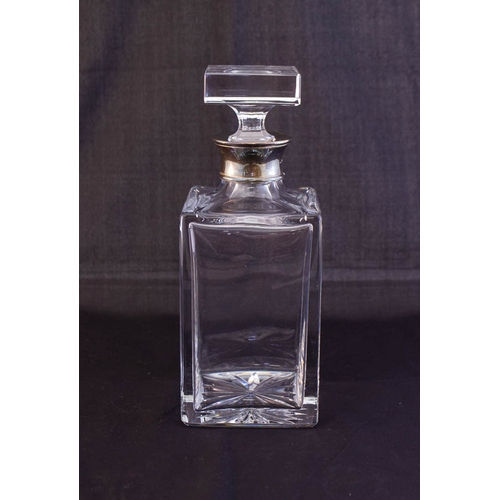 131 - ATLANTIS GLASS DECANTER WITH SILVER COLLAR BY JA CAMPBELL LONDON