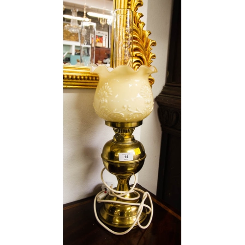 14 - 2 BRASS TABLE LAMPS - ELECTRIFIED