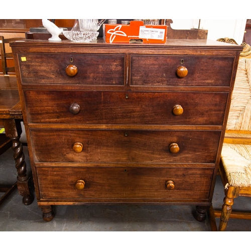 420 - 2 OVER 3 DRAWER MAHOGANY CHEST AF 106W X 50D X 109H CM