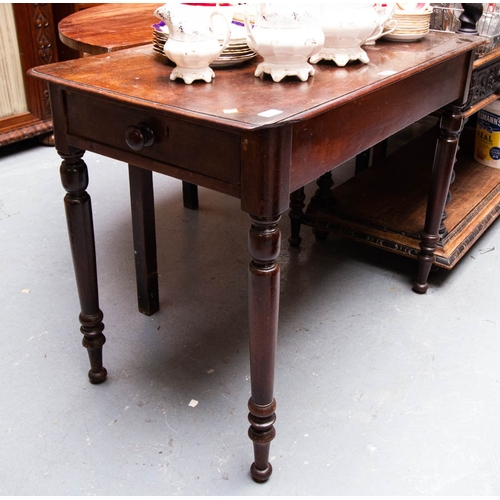 422 - VICTORIAN MAHOGANY SIDE TABLE WITH DRAWER AF 98W X 55D X 74H CM