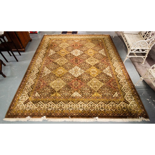 434 - AUTUMNAL COLOURS WOOL RUG.  300 X 240CM