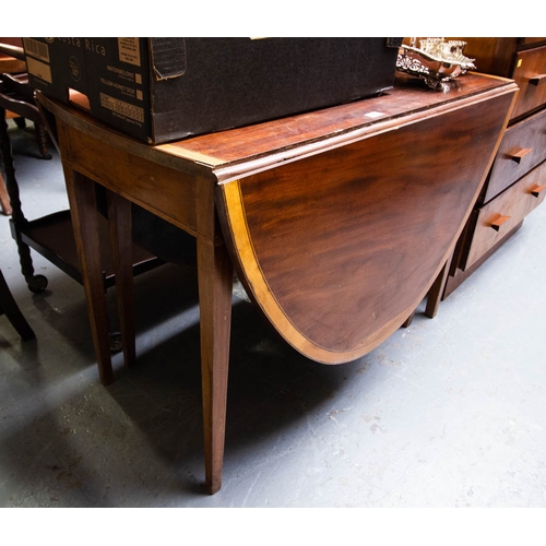 445 - INLAID DROP LEAF CROSS BANDED DINING TABLE AF