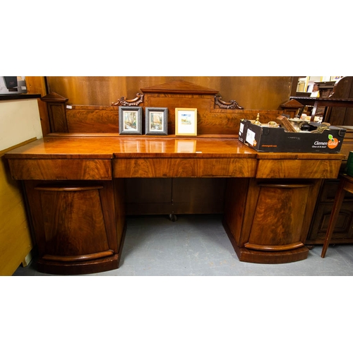 463 - VICTORIAN MAHOGANY SIDEBOARD. 125 LONG X 62D X 140CM HIGH