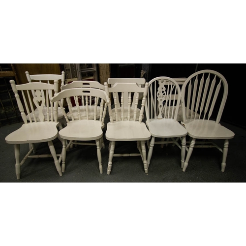 481 - 9 ASSORTED PAINTED KITCHEN CHAIRS