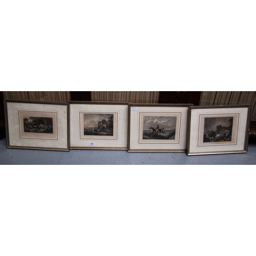 489 - 4 ANTIQUE HUNTING PRINTS 28 X 36CM