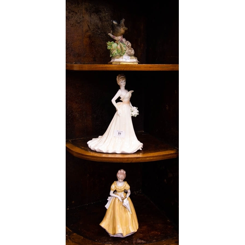 51 - COALPORT FLORENCE FIGURE 25H CM + 2 FIGURES