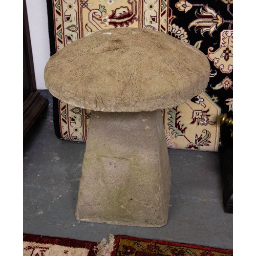 6 - PAIR OF SADDLE STONE MUSHROOMS 56H CM