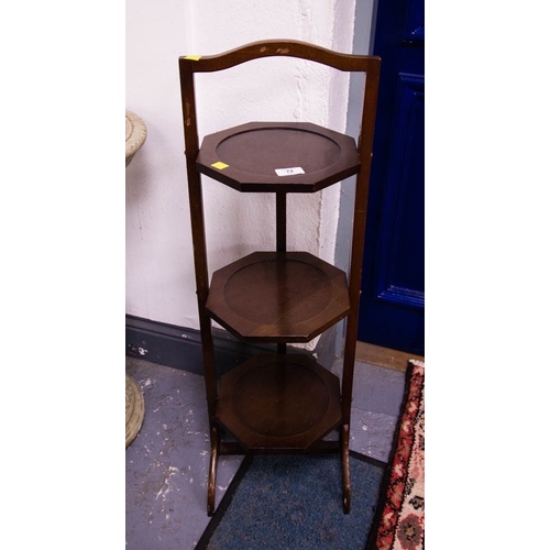 72 - MAHOGANY FOLDING CAKE STAND