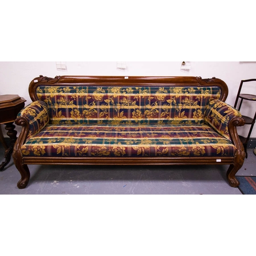 74 - ANTIQUE MAHOGANY FRAME SETTEE 215L CM