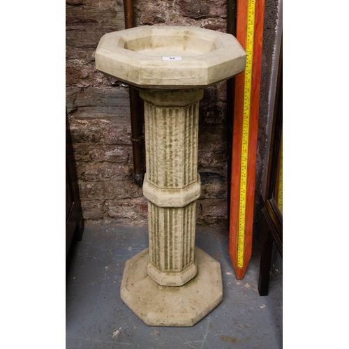 84 - OCTAGONAL TOP STONE WARE BIRDBATH ON PILLAR BASE 35W X 80H CM