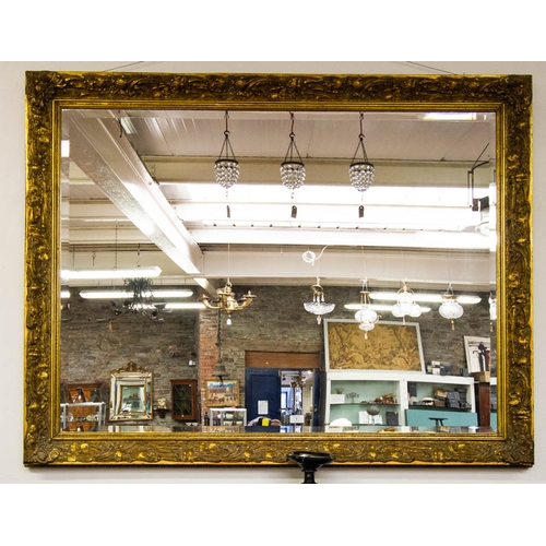 1 - ORNATE GILTWOOD BEVELLED MIRROR 110 X 140H CM