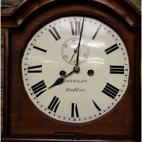 103 - MAHOGANY WHITE FACE GRANDFATHER CLOCK - DONEGAN, DUBLIN 46 X 25CM 193H CM