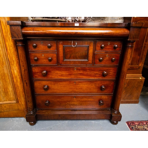 108 - VICTORIAN MAHOGANY SCOTCH CHEST. 126 X 65 X 126CM HIGH