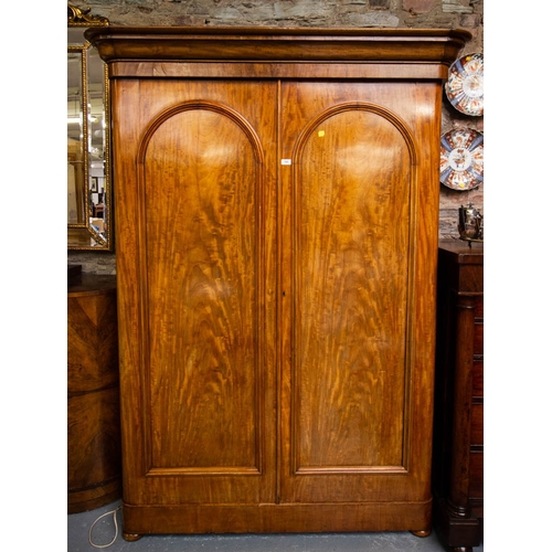 109 - VICTORIAN MAHOGANY 2 DOOR WARDROBE 154W X 54D X 211H CM