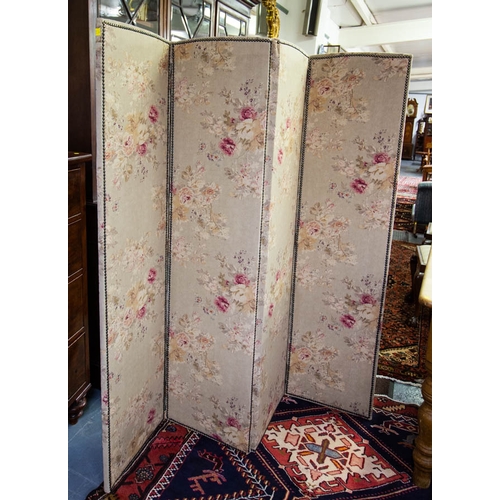 20 - 4 FOLD UPHOLSTERED SCREEN. 168 CM HIGH