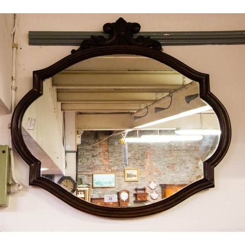 22 - MAHOGANY SHAPED FRAME MIRROR 68 X 65H CM