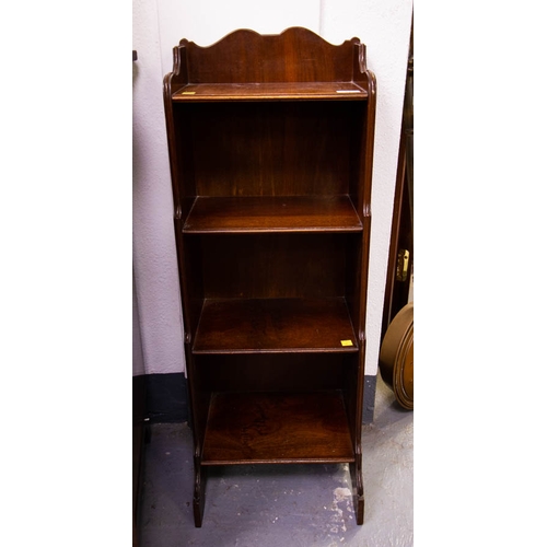 31 - NEAT MAHOGANY WATERFALL BOOKSHELF 35 X 28 X 96H CM