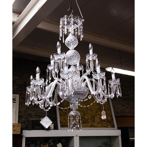 SUPERB WATERFORD CRYSTAL 12 BRANCH CHANDELIER
115CM H 90CM W