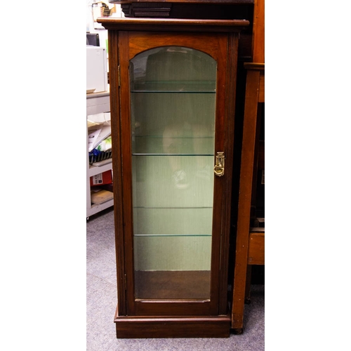 53 - PAIR OF NEAT MAHOGANY DISPLAY CABINETS 48 X 33 X 120 CM HIGH