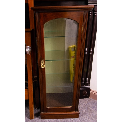 53 - PAIR OF NEAT MAHOGANY DISPLAY CABINETS 48 X 33 X 120 CM HIGH