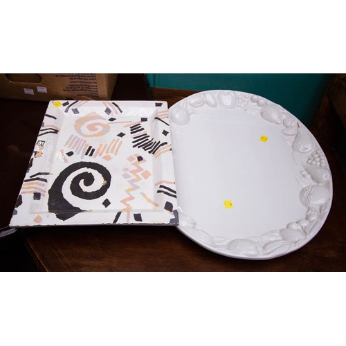 587 - OVAL PLATTER, FISH SERVER, 6 WINE GLASSES + MISC