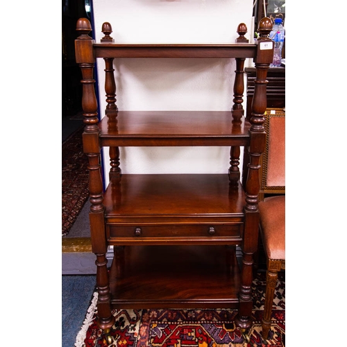 61 - VICTORIAN MAHOGANY 4 TIER NEAT DUMBWAITER. 61CM WIDE X 125CM HIGH