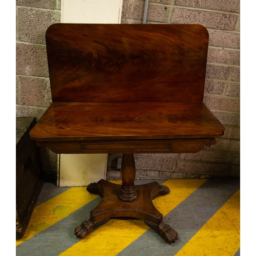 624 - WILLIAM IV MAHOGANY FOLD OVER TEA TABLE AF