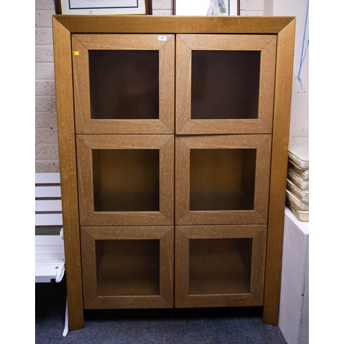 627 - OAK 6 DOOR GLAZED CUPBOARD 111W X 48D X 163H CM