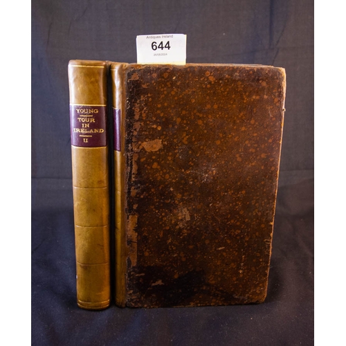 644 - A TOUR IN IRELAND WITH GENERAL OBSERVATION ON THE PRESENT STATE. 2 VOLUMES. BY ARTHUR YOUNG. 2ND EDI... 