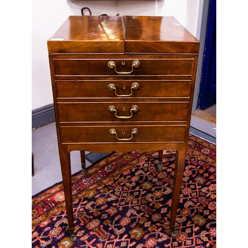 67 - EDWARDIAN MAHOGANY FITTED SHIPS DRESSING TABLE 50 X 50 X 92H CM