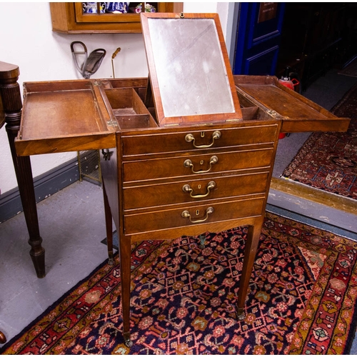 67 - EDWARDIAN MAHOGANY FITTED SHIPS DRESSING TABLE 50 X 50 X 92H CM