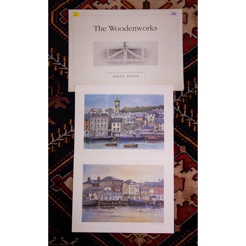 679 - THE WOODWORKS. PORTFOLIO OF LIMITED EDITION INK AND WATERCOLOUR DRAWINGS OF WEXFORD QUAS BY PADRAIC ... 