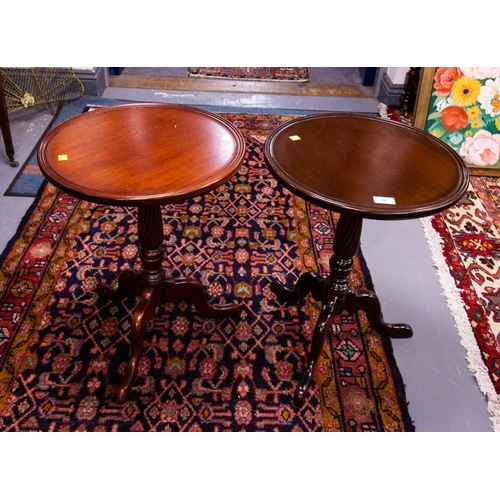 76 - 2 SOLID MAHOGANY WINE TABLES 42D X 55H CM