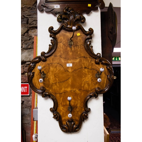 86 - UNUSUAL SHAPED WALL COAT RACK 90 X 60 CM