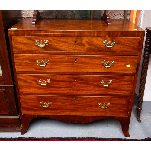 92 - ANTIQUE NEAT INLAID 4 DRAWER CHEST 84 X 45 X 84H CM