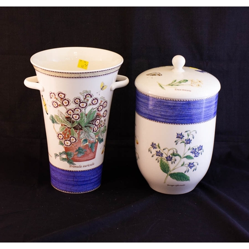 11 - WEDGWOOD SARAH'S GARDEN VASE + LIDDED JAR