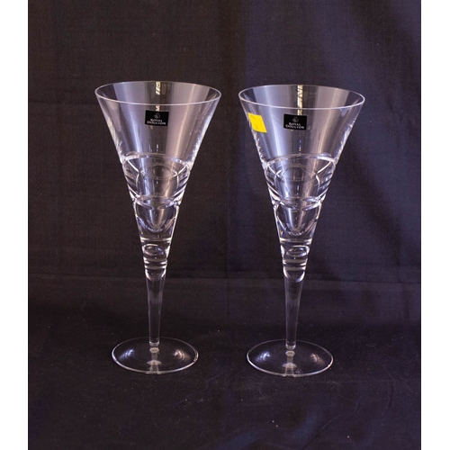 137 - STUART CRYSTAL CARAFE, + CARAFE + PR LARGE DOULTON GLASSES