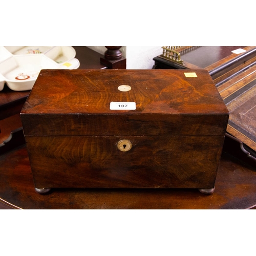 107 - ANTIQUE MAHOGANY TEA CADDY 35 X 16 X 17H CM